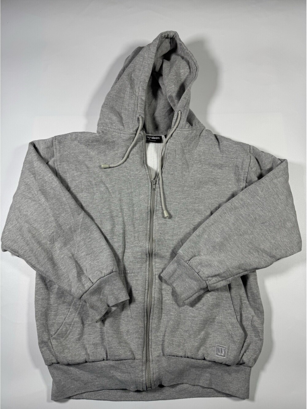 Wilson Hoodie Mens M Gray Full Zip Fleece Sweatshirt Embroidered Logo Vintage